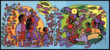 company of captain reinier reael known as themeagre company Painting - Observations of the Astral World Norval Morrisseau kids